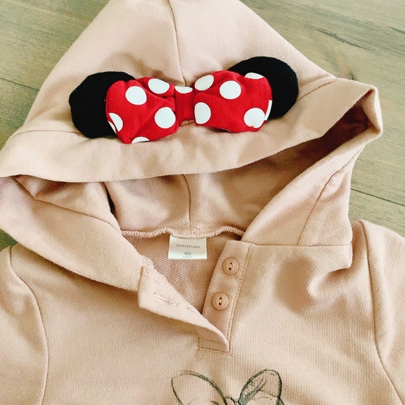 Japanese Futa Futa Minnie Mouse bowtie babysuit - Picture 2 of 5